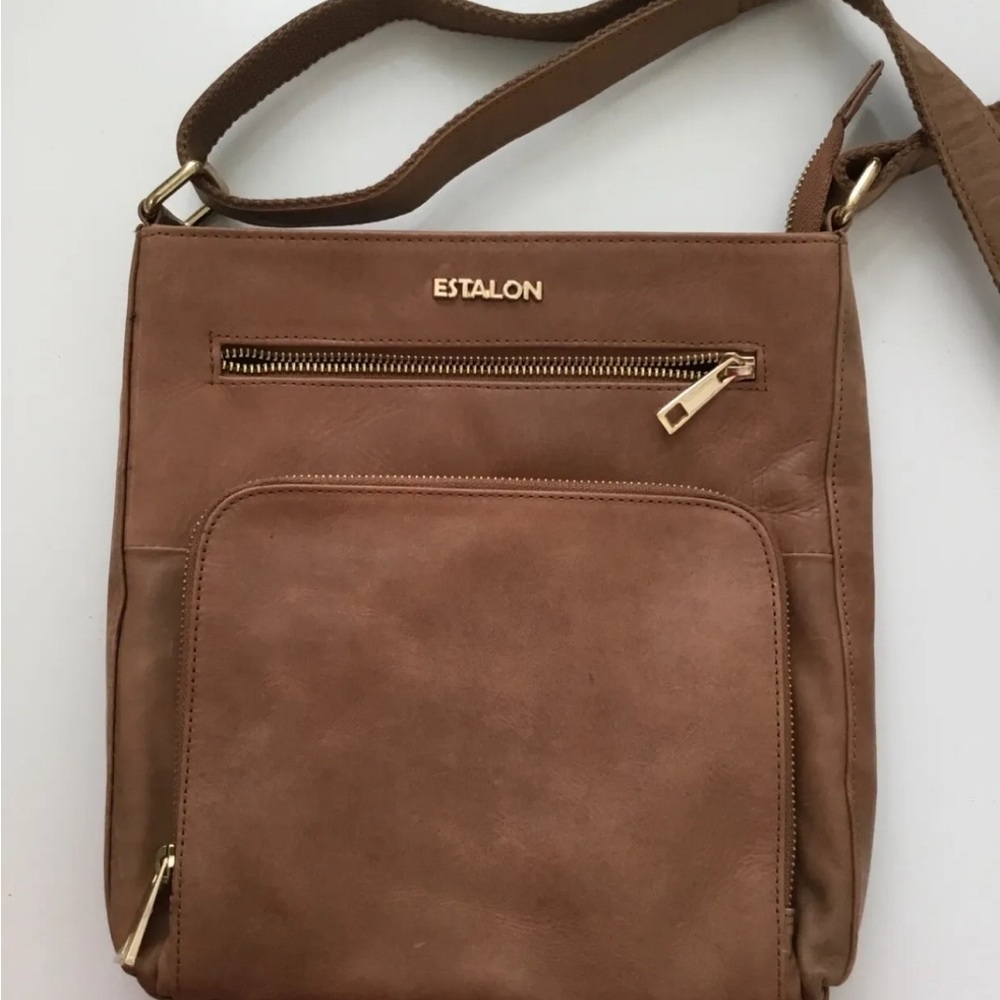 Leather Bag by ESTALON 10” x 10” Crossbody